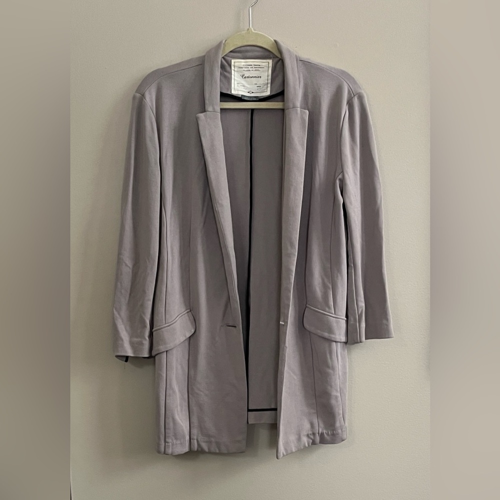 Cartonnier taupe open front knit blazer size large
